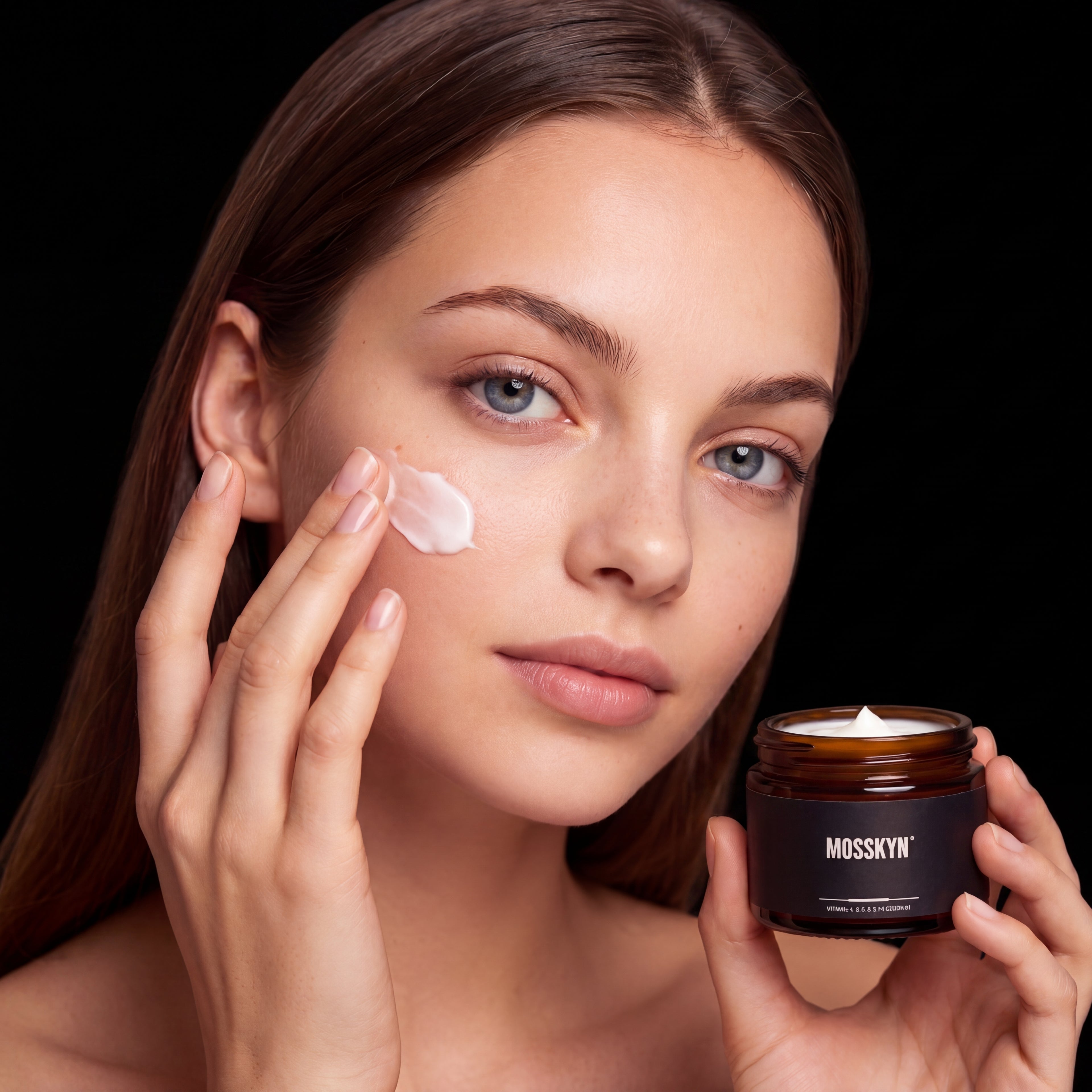 MOSSKYN Intense Repair Face tallow balm applied to face